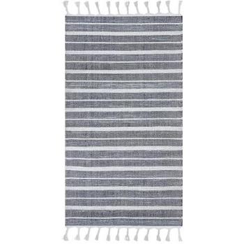 Alfombra Azul Oscuro y Blanco 80 x 150 cm de Plástico Reciclado con Patrón a Rayas