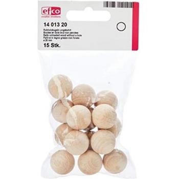 efco – Bolas de Madera sin Tratar sin Agujero de un diámetro de 20 mm 15 pcs, marrón