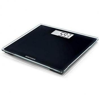 Soehnle Báscula digital Style Sense Compact 100, peso de baño en tamaño compacto, báscula corporal con pantalla LCD fácilmente legible, báscula plana, color negro.