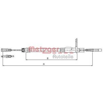 Cable de freno de estacionamiento trasero derecho METZGER 10.9432 para MERCEDES C-KLASSE