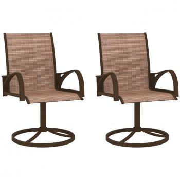 vidaXL Garden Swivel Chairs 2 pcs Textilene and Steel Brown
