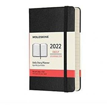 Agenda 2022 Moleskine Diaria 12 Meses Pocket Tapa Dura Negra