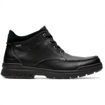 Clarks Rockie2 HiGTX Botín Plano Hombre Negro, Impermeable, Suela de goma, Diseño moderno, Ideal para actividades al aire libre