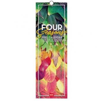 Calendario de Pared 2025 Mes Vista 4 Seasons Legami Multilingüe, dimensiones 16 x 49 cm, incluye 12 meses y planificador anual para 2026, espacio para notas, disponible en 6 idiomas,