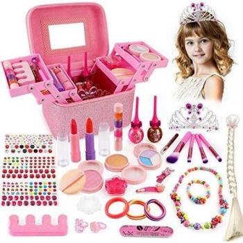 balnore Juguete de Maquillaje para niños, 34 Piezas Kit de Juguete de Maquillaje, Cosméticos Belleza Juguetes Juego de Maquillaje Lavable para Niños