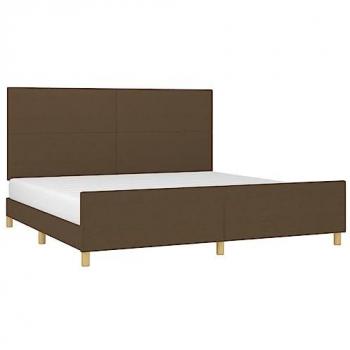 Estructura de cama con cabecero de tela marrón oscuro 200x200 cm