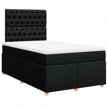 Cama box spring con colchón de muelles en tela negra 120x200 cm