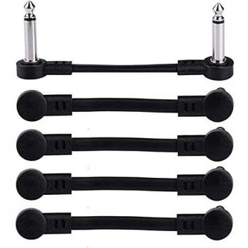 Rayzm Cable Patch para Guitarra, Cable en Angulo de 6.35mm para Pedales de Efectos Guitarra/Bajo, Cables de conexión de 5cm