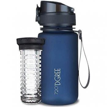 720°DGREE Botella de Agua uberBottle – 1 litro, 1l, 1000ml, Azul | Novedosa Botella Deportiva | Sin BPA | para niños, Fitness, Bicicleta, Deportes, fútbol, guardería, Escuela, pequeños, antigoteo