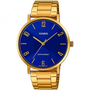 CASIO LTP-VT01G-2B Women's Quartz Analog Watch with Blue Dial and Yellow Gold Stainless Steel Band