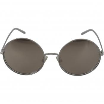 Dolce & Gabbana Silver Plated Round Gray Lenses Women Sunglasses, Female, Gray, Size: ONE SIZE