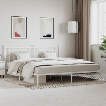 Estructura de cama con cabecero de metal blanco 200x200 cm