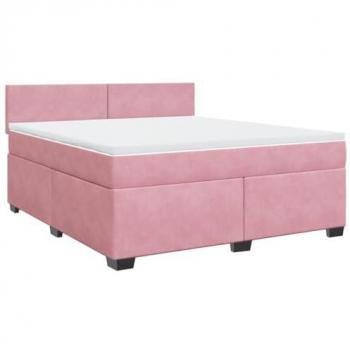 Cama box spring con colchón terciopelo rosa 180x200 cm
