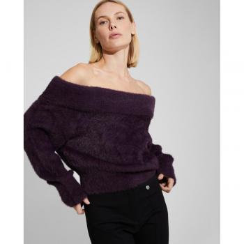 Jersey de mujer efecto pelo con cuello barco