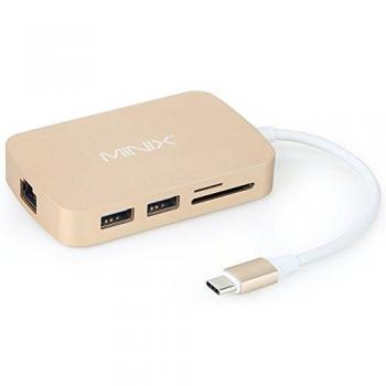 MINIX Neo C, USB-C Adaptador Multipuerto con HDMI – Oro [Gen 2]