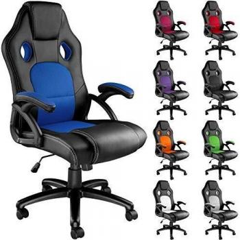 Silla de Oficina Tyson - diseño moderno y ergonómico, acolchado grueso, ajuste en altura con amortiguador de gas, revestimiento de cuero sintético, transpirable, tipo gamer y para despacho