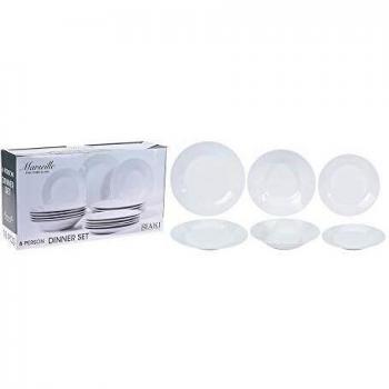 Siaki Collection 76725 Set Vajilla de Porcelana, Blanco, 18 uds, Polyester