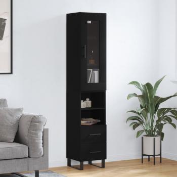 Aparador negro de madera contrachapada 34,5x34x180 cm