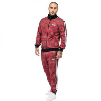 Lonsdale Chándal Royal Stewart Slim Fit para Hombre, Rojo, Negro, Blanco, tartán, Talla S