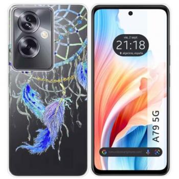 Funda Silicona Transparente Diseño Plumas para Oppo A79 5G