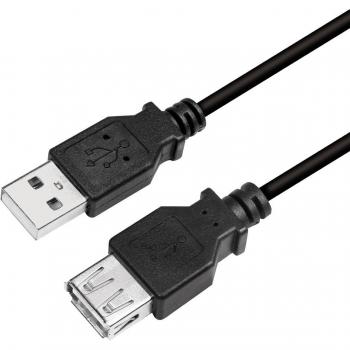 Cable de extensión USB 2.0 LogiLink CU0010B, conector macho a hembra, color negro, longitud de 2,0 metros