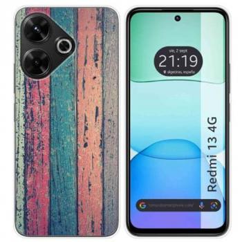 Funda de Silicona para Xiaomi Redmi 13 4G con Diseño de Madera y Dibujos