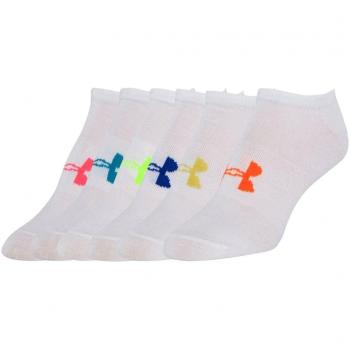 Under Armour Solid 6 PKS NO Show Calcetines, Mujer, Blanco