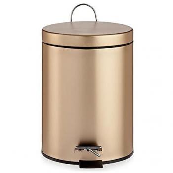 Papelera con Pedal Dorado Metal Plástico 5 L (20,5 x 27,5 x 26,5 cm)