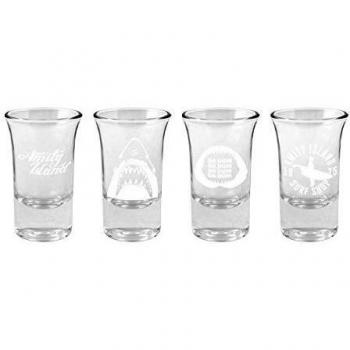 Set de 4 Vasos de Chupitos Tiburón - Merchandising Oficial con Logo y Símbolos