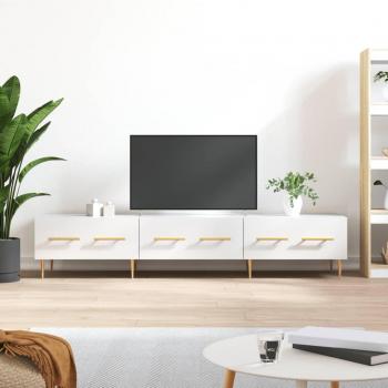 Mueble de TV de madera de ingeniería blanco brillo 150x36x30 cm