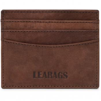 LEABAGS Milwaukee Estuche para Tarjetas créditos de auténtico Cuero búfalo en el Estilo Vintage - Muskat
