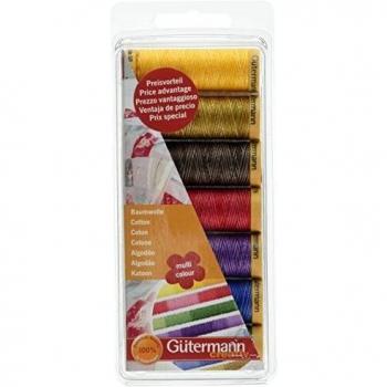 Set de 7 bobinas de hilo de algodón multicolor Gütermann 100m para costura y patchwork
