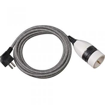Cable de extensión Brennenstuhl 3 m H05VV-F 3G 1,5 mm² con interruptor on/off y revestimiento textil negro/blanco