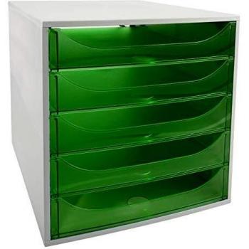 Exacompta 229697d cassettiere, Gris/Verde Manzanas transparente, 34.8 x 28.4 x 29