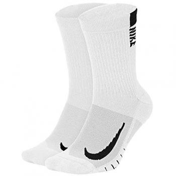 Nike Multiplier Crew Sports Socks 2-Pack - White/Black, Size: 46-50