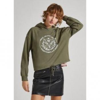 Sudadera Pepe Jeans Haria Verde para Mujer con Detalles en Color Blanco