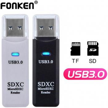Lector de Tarjetas USB 3.0 2 en 1 TF SD Adaptador para PC y Laptop, Lector Inteligente MicroSDXC Rider