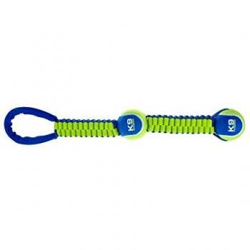 Juguete para perros Zeus Fitness: Doble pelota de tenis con cordón de nylon, 51 cm, resistente y colorido
