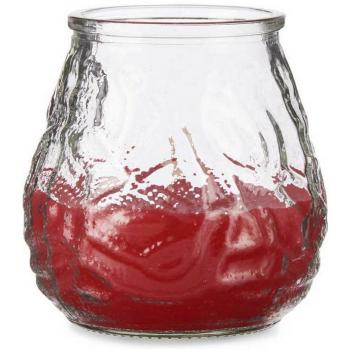 Vela Geranio Rojo Transparente Vidrio Parafina 6 Unidades