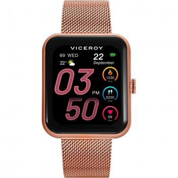 Viceroy Smartpro 41119-70 - Reloj Smart de aluminio con malla milanesa en Ip rosa y correa blanca