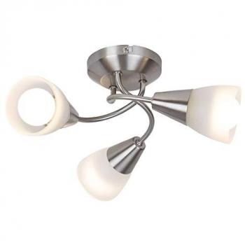 Aplique de Techo Rabalux Connor 3 Focos E14 Metal y Cristal Cromo Satinado IP20 Ø34cm H:14,5cm