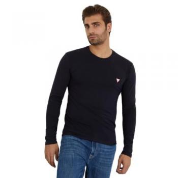Guess Core Long Sleeve Round Neck T-Shirt for Men, Slim Fit, Blue, XL
