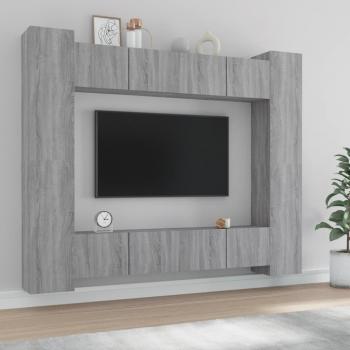 Set de Muebles para TV 8 Piezas Gris Sonoma en Madera Contrachapada