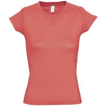 Camiseta Mujer Cuello Pico MOON con Detalle de Tapacosturas Reforzado y Manga Corta