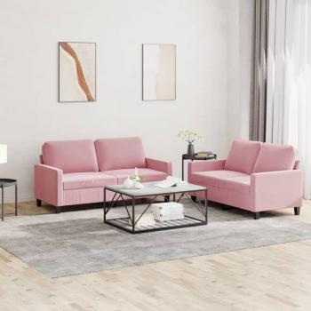 Conjunto de sofá de 2 piezas con almohadas de terciopelo rosa Vidaxl