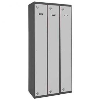 Taquilla Metálica SIMONLOCKER Profesional, Monobloque, 3 Puertas, Antracita/Gris, 1800x1500x500 mm