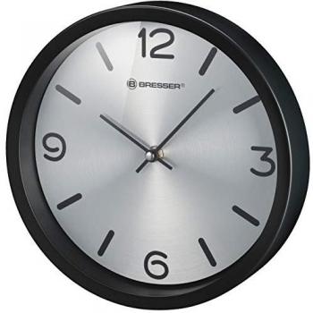 Reloj de Pared MyTime Silver Edition BRESSER - Metal, Negro, 250x250mm