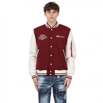 Alpha Industries Men's Burgundy Varsity Air Force Bomber Jacket L