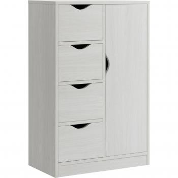 Armario de Salón con 4 Cajones 1 Puerta y Estante Interior - Blanco