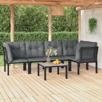 vidaXL 6-Piece Black and Grey Poly Rattan Garden Lounge Set